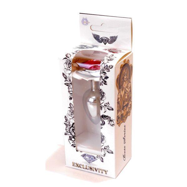 Анальная пробка Boss Series - Jewellery Silver Heart PLUG Pink S