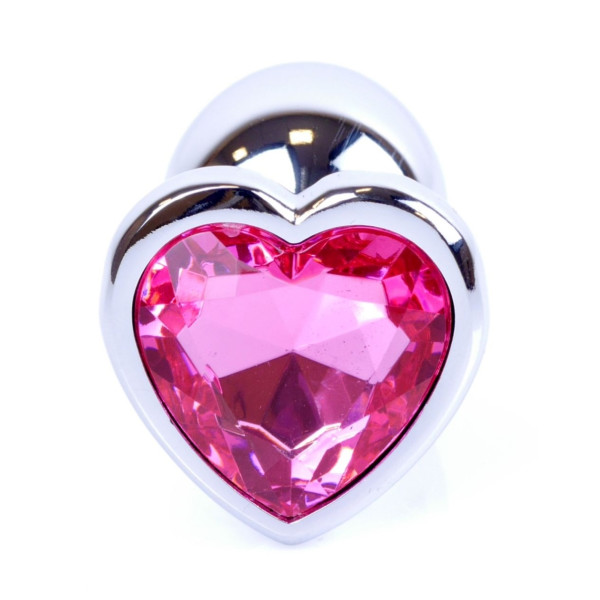 Анальная пробка Boss Series - Jewellery Silver Heart PLUG Pink S
