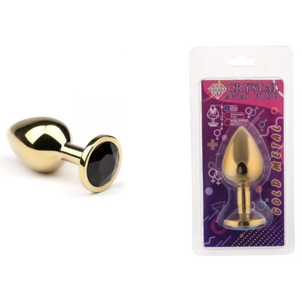 Анальная пробка,Gold Black Diamond , M