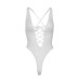 Кружевное боди Leg Avenue Floral lace thong teddy White, шнуровка на груди, one size