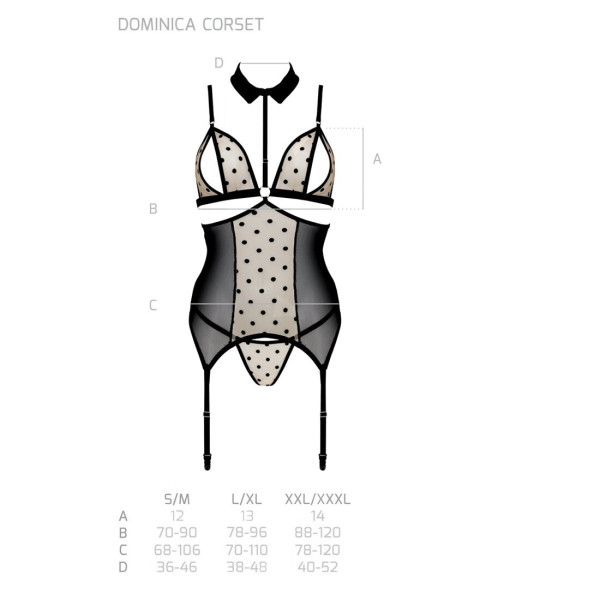 Корсет с открытой грудью Passion DOMINICA CORSET XXL/XXXL beige, пажи для чулок, стринги