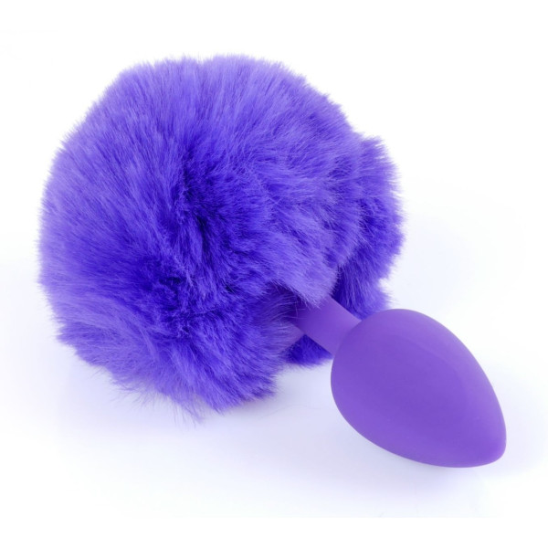 Анальная пробка с хвостом Boss Series - Silicon PLUG Bunny Tail Purple, размер S
