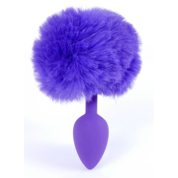 Анальная пробка с хвостом Boss Series - Silicon PLUG Bunny Tail Purple, размер S