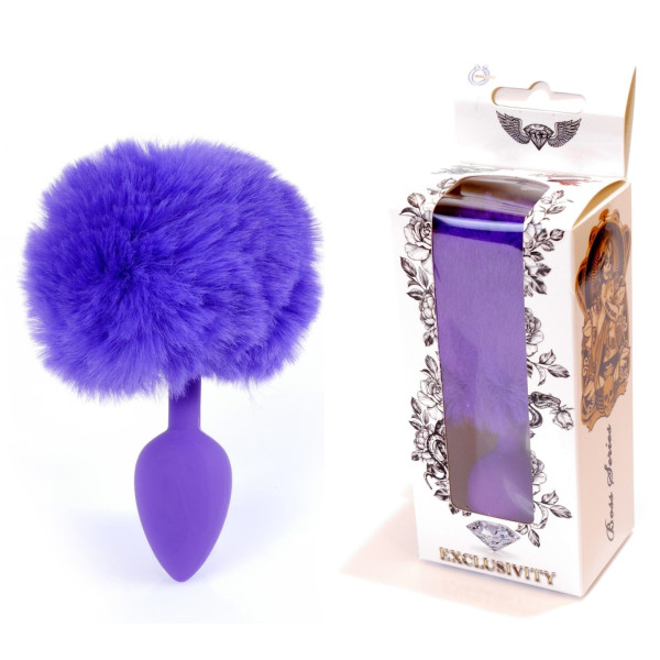 Анальная пробка с хвостом Boss Series - Silicon PLUG Bunny Tail Purple, размер S