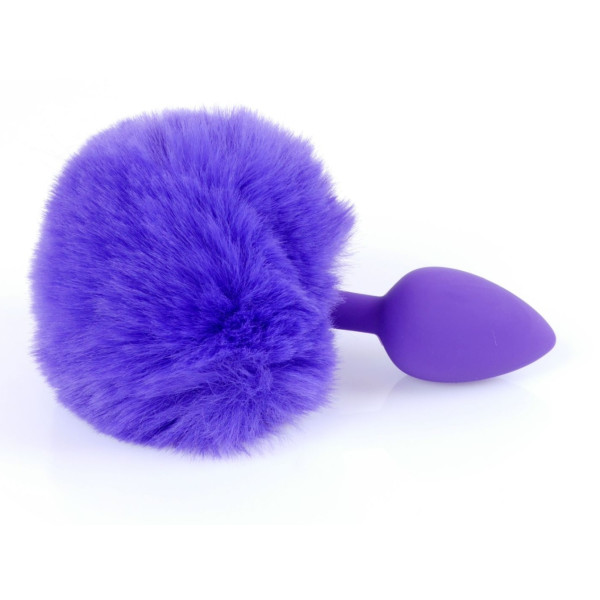 Анальная пробка с хвостом Boss Series - Silicon PLUG Bunny Tail Purple, размер S