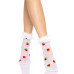 Носки женские с клубничным принтом Leg Avenue Strawberry ruffle top anklets One size, кружевные манж