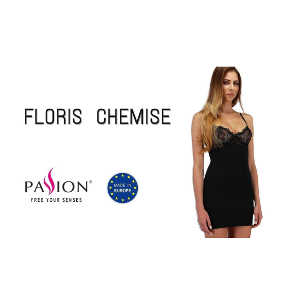 Сорочка приталенная с чашечками FLORIS CHEMISE black XXL/XXXL, трусики
