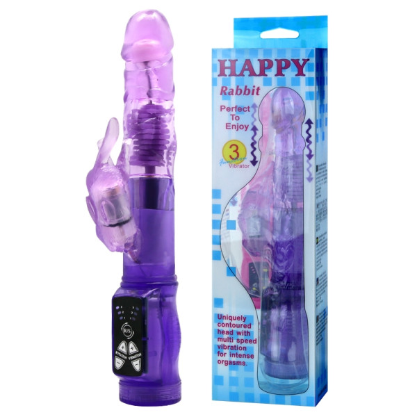 Вибратор с стимулятором клитора и функцией ротации BAILE - HAPPY RABBIT