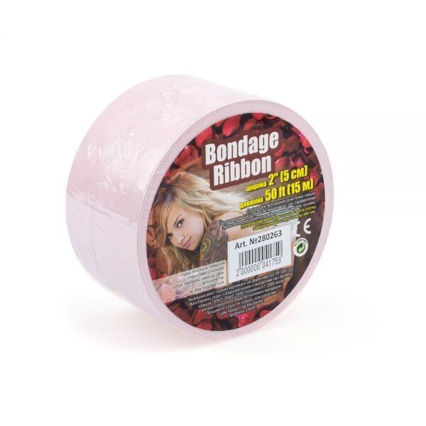 Лента для бондажа BONDAGE RIBBON BABY PINK, 15 метров