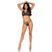 Эротический комплект со стрепами и стразами Leg Avenue Ready Or Not M Black, бра + стринги