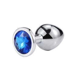 Металлическая анальная пробка, Silver Sapphire, размер M