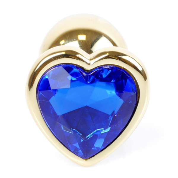 Анальная пробка Boss Series - Jewellery Gold Heart PLUG Dark Blue S