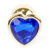 Анальная пробка Boss Series - Jewellery Gold Heart PLUG Dark Blue S
