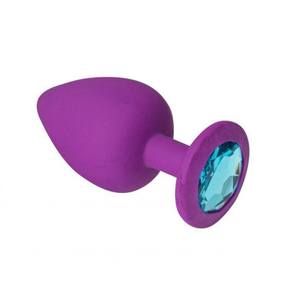 Силиконовая анальная пробка с кристаллом Purple Silicone Topaz, размер M
