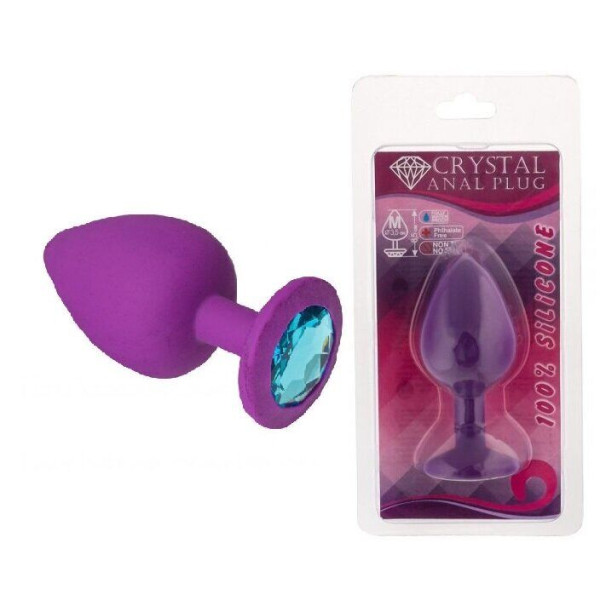 Силиконовая анальная пробка с кристаллом Purple Silicone Topaz, размер M