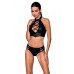 Комплект из эко-кожи: бра и трусики с имитацией шнуровки Nancy Bikini black - Passion, размер L/XL