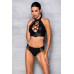 Комплект из эко-кожи: бра и трусики с имитацией шнуровки Nancy Bikini black - Passion, размер L/XL