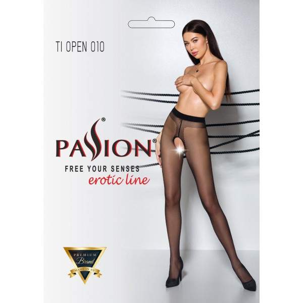 Колготки с открытым доступом Passion TIOPEN 010 black (20 den), контрастная линия, размер 5
