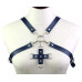 Портупея из искусственной кожи с фиксатором Womens PU Leather Chest Harness Caged Bra BLUE