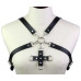 Портупея из искусственной кожи с фиксатором Womens PU Leather Chest Harness Caged Bra BLUE