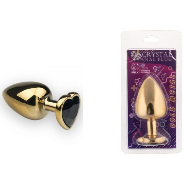 Анальная пробка, Gold Heart Black Diamond, L