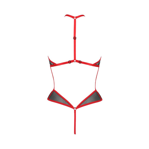 Сетчатое боди с кружевом на груди Passion SATARA BODY S/M red
