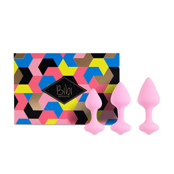 Набор силиконовых анальных пробок FeelzToys - Bibi Butt Plug Set, розовые, 3 шт