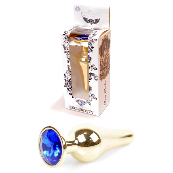 Анальная пробка Boss Series - Jewellery Gold BUTT PLUG Dark Blue
