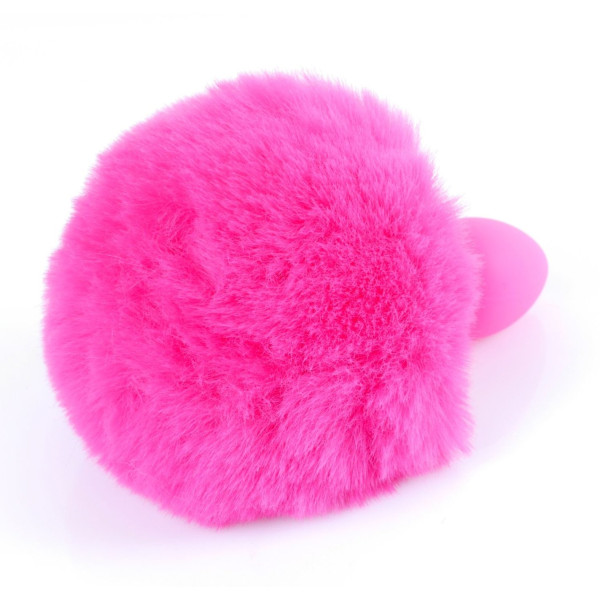 Анальная пробка с хвостом Boss Series - Silicon PLUG Bunny Tail Pink, размер S