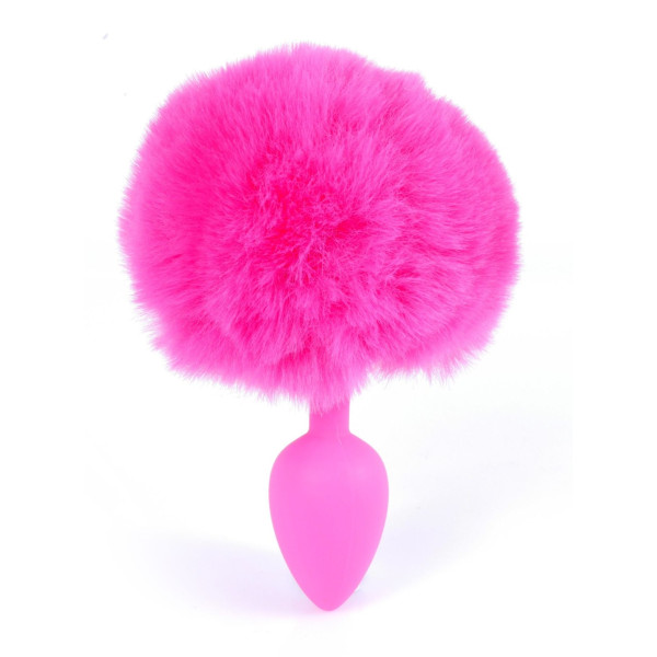 Анальная пробка с хвостом Boss Series - Silicon PLUG Bunny Tail Pink, размер S