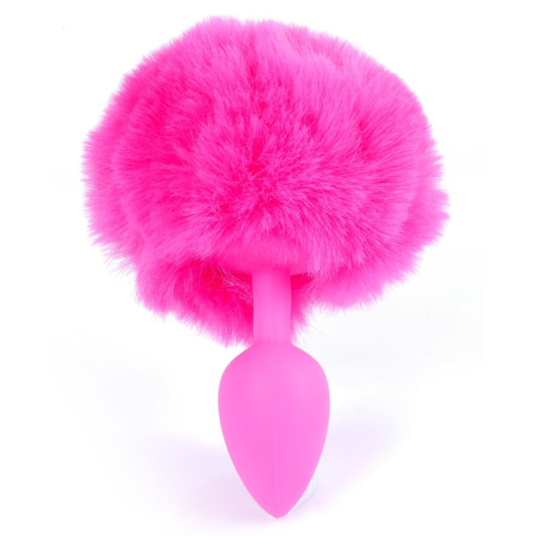Анальная пробка с хвостом Boss Series - Silicon PLUG Bunny Tail Pink, размер S