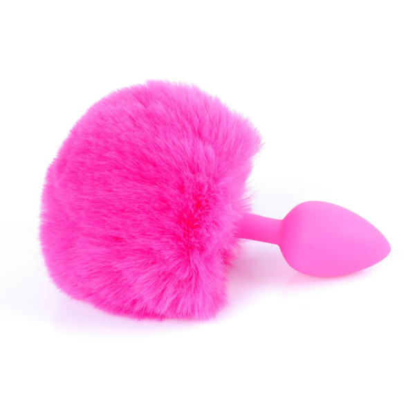Анальная пробка с хвостом Boss Series - Silicon PLUG Bunny Tail Pink, размер S