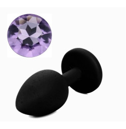 Силиконовая анальная пробка с кристаллом Silicon Black 05, размер S