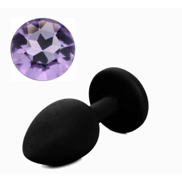 Силиконовая анальная пробка с кристаллом Silicon Black 05, размер S
