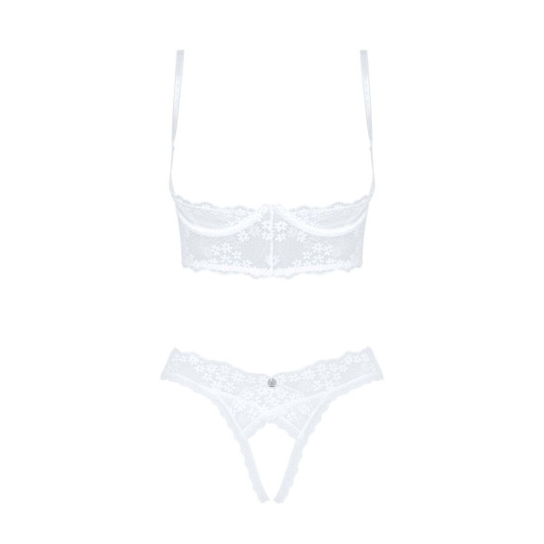 Эротический комплект Obsessive Heavenlly 2-pcs cupless set M/L, открытая грудь, с доступом