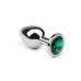 Металлическая анальная пробка Silver Emerald, размер M
