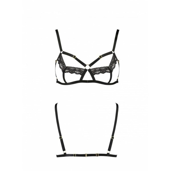 Бюстгальтер-стрепы с кружевом SOLON BRA black Passion Exclusive XXL/XXXL  
