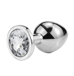 Металлическая анальная пробка, Silver Diamond, размер L