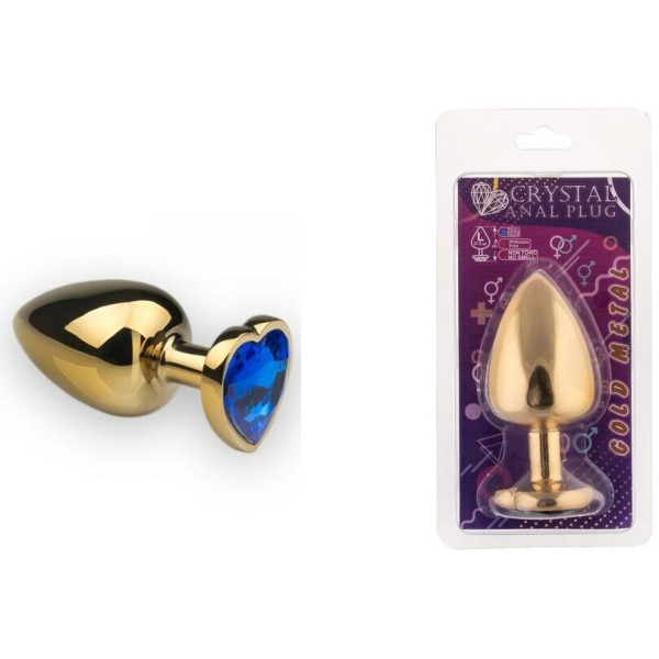 Анальная пробка, Gold Heart Sapphire, L