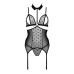 Корсет с открытой грудью Passion DOMINICA CORSET XXL/XXXL black, пажи для чулок, стринги