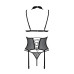 Корсет с открытой грудью Passion DOMINICA CORSET XXL/XXXL black, пажи для чулок, стринги