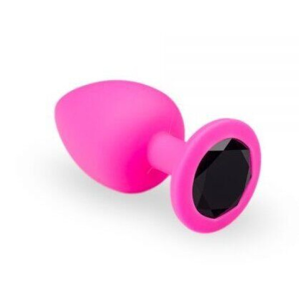 Силиконовая анальная пробка с кристаллом Pink Silicone Black Diamond, размер M