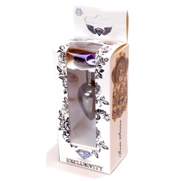 Анальная пробка Boss Series - Jewellery Dark Silver PLUG Purple, размер S