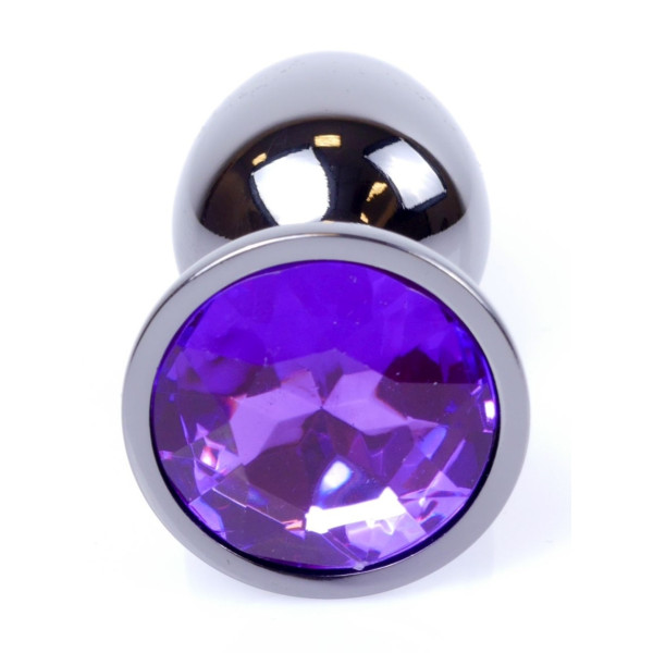 Анальная пробка Boss Series - Jewellery Dark Silver PLUG Purple, размер S