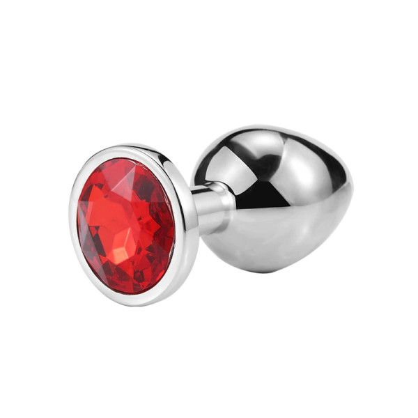 Металлическая анальная пробка, Silver Ruby, размер M