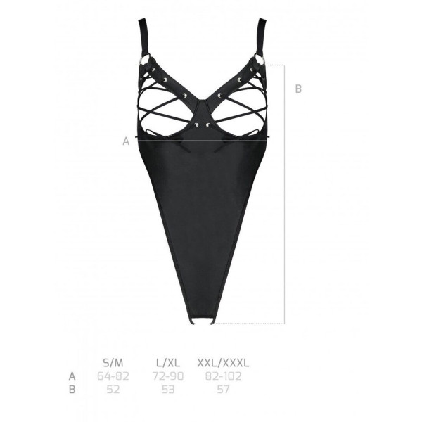 Боди из экокожи CELINE BODY black XXL/XXXL - Passion: с доступом, открытый
