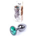 Анальная пробка Boss Series - Jewellery Dark Silver PLUG Green, размер S
