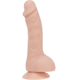 Изогнутый фаллоимитатор на присоске ADDICTION — BRAD 7,5 inch Dildo With Balls, Beige