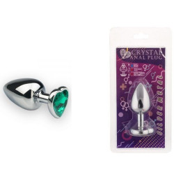 Анальная пробка, Silver Heart Emerald, S
