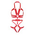 Портупея-тедди из ремней Leg Avenue Studded O-ring harness teddy S Red, экокожа